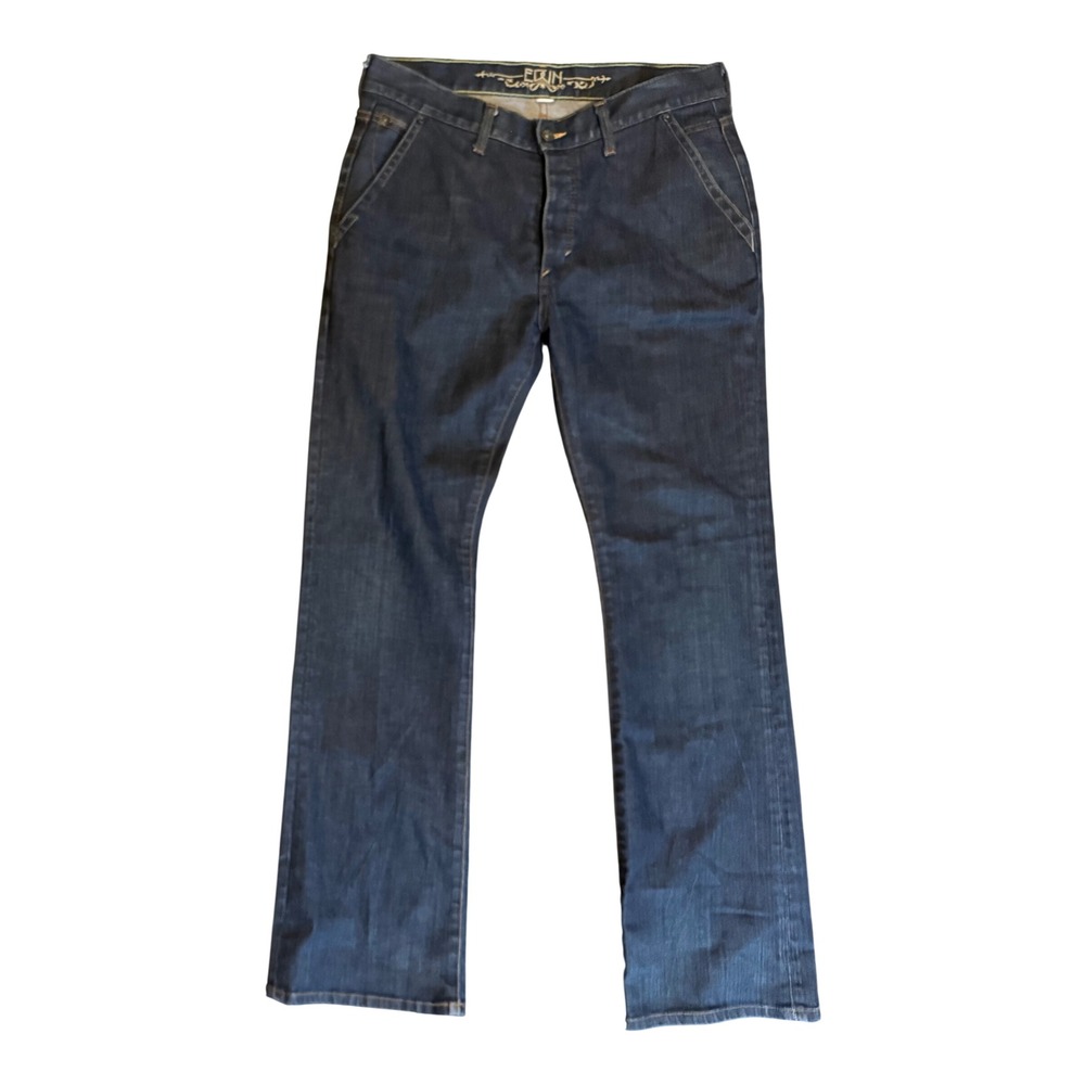 Edwin Straight Leg Denim Jeans Mens 33 Dark Wash Button Fly Cotton J120